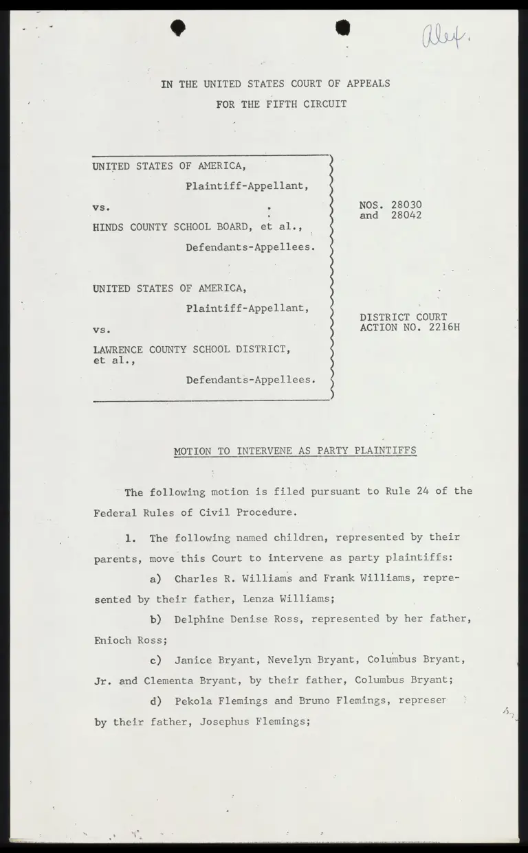 Motion to Intervene as Party Plaintiffs preview
