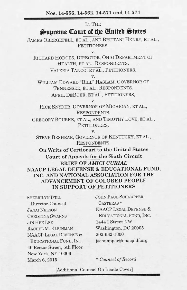 Obergefell v. Hodges Brief of Amici Curiae preview
