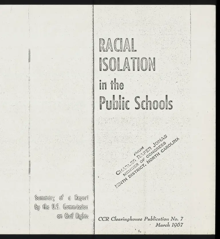 Racial Isolation in the Public Schools - Summary of a Report by the US Commission on Civil Rights preview