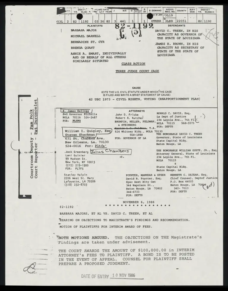 Docket Sheet and Awarding of Fees preview