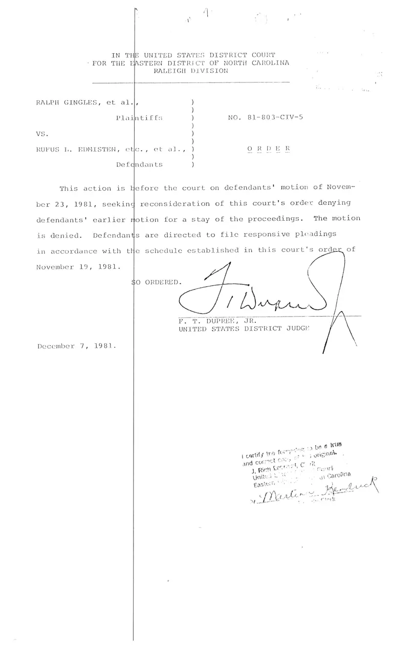 Order Denying Motion to Reconsider Order Denying Motion To Stay preview