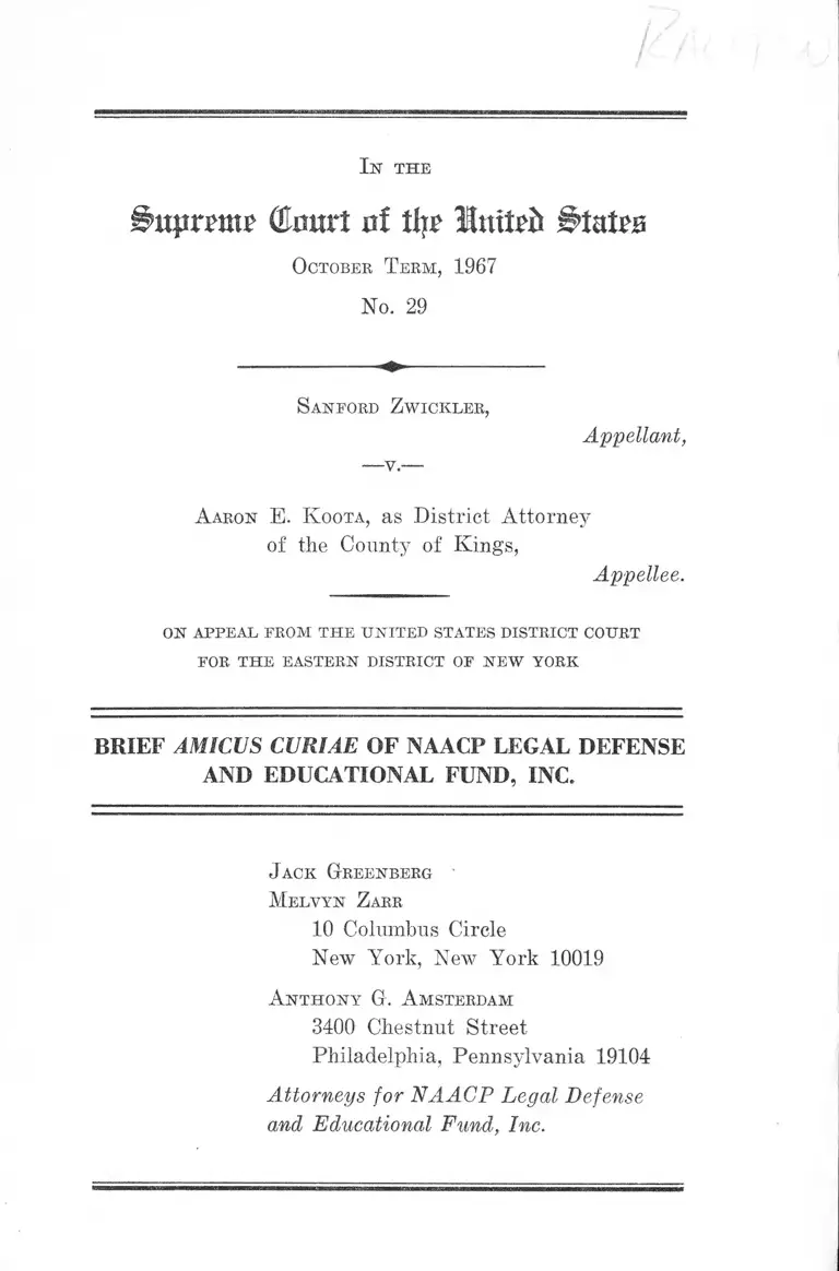 Zwickler v. Koota Brief Amicus Curiae preview