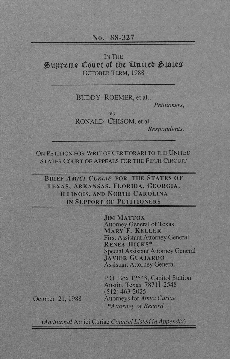 Roemer v Chisom Brief of Amici Curiae in Support of Petitioners preview