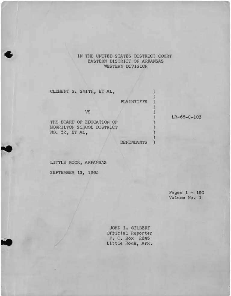 Smith v Morrilton School District BOE Transcript of Proceedings preview