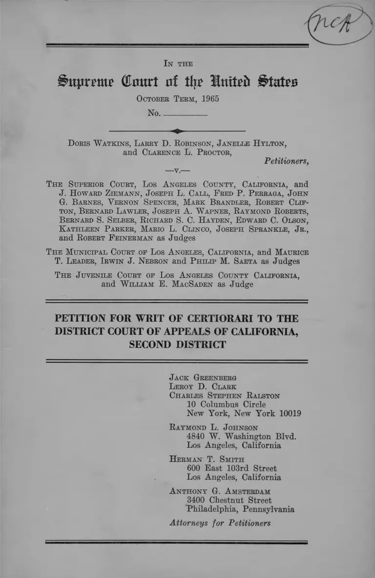 Watkins v. California Petition for Writ of Certiorari preview