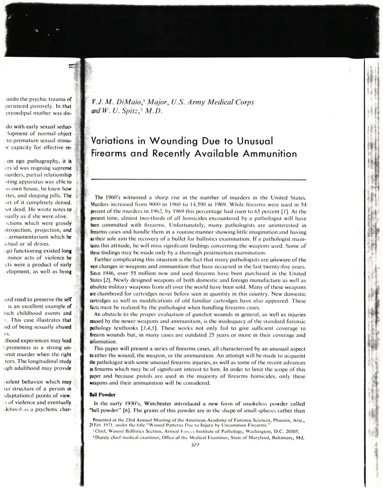 Variations in Wounding Due to Unusual Firearms and Recently Available Ammunition (Journal of Forensic Sciences) preview
