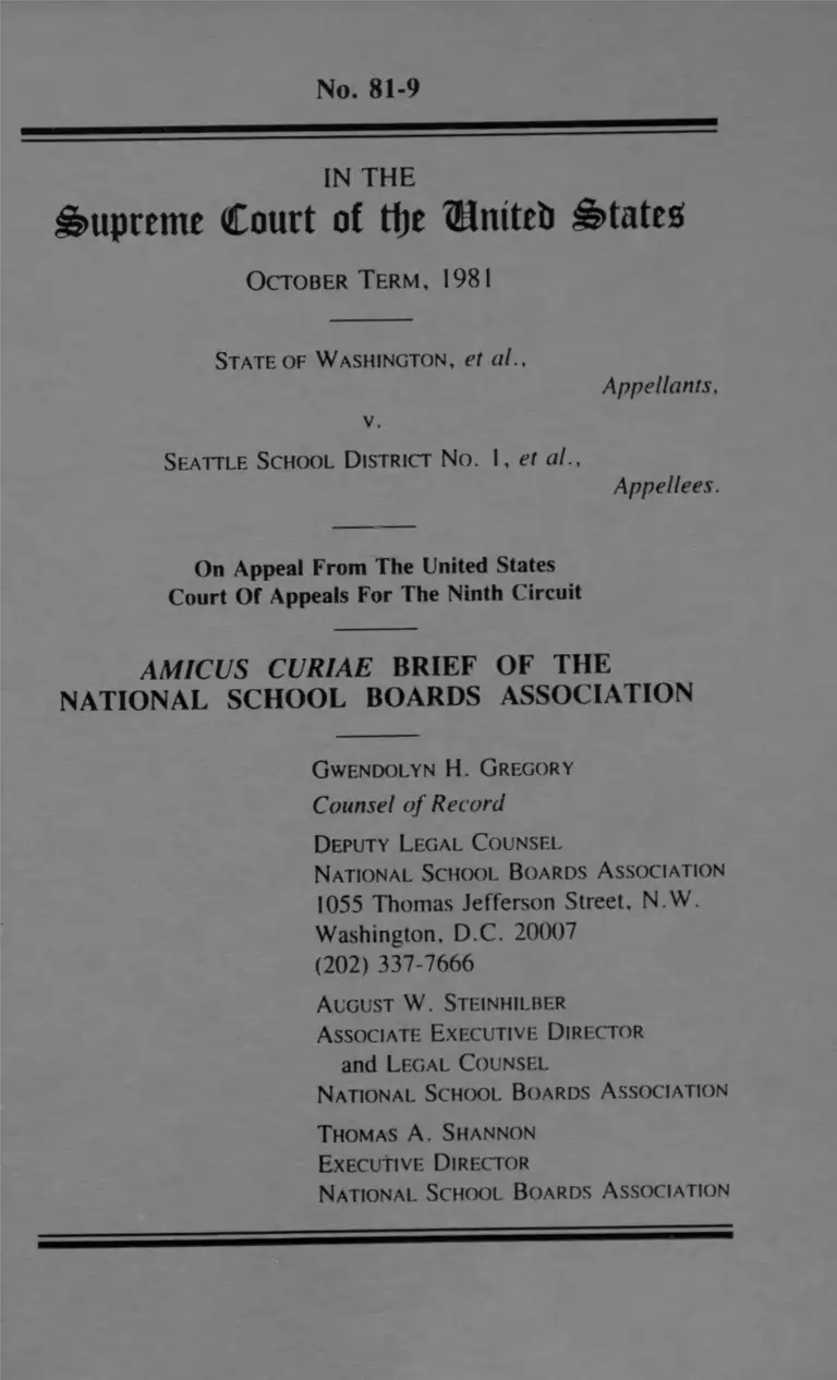 Washington State v. Seattle School District No. 1 Brief Amicus Curiae preview