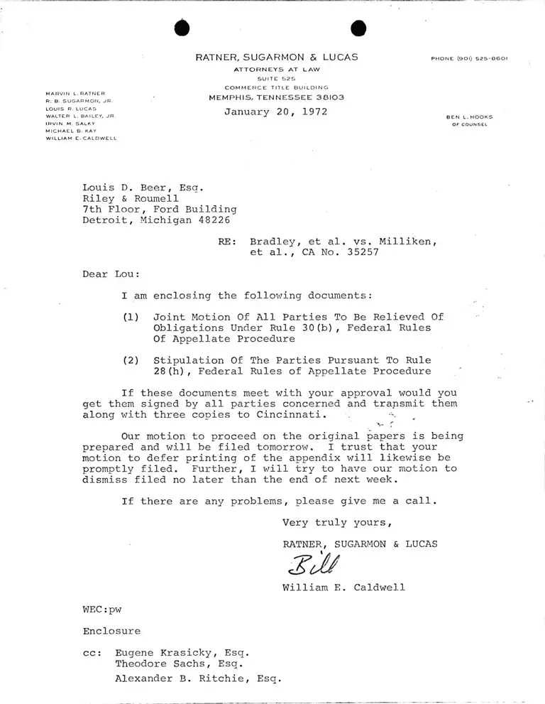 Correspondence from Caldwell to Beer preview