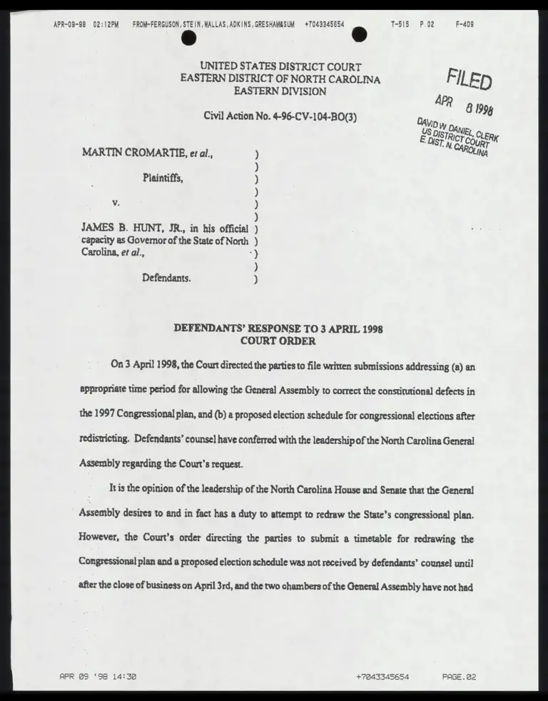 Defendants' Response to Court Order preview