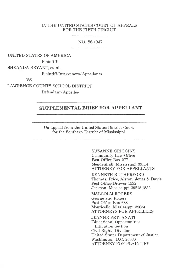 United States v. Lawrence County School District Supplemental Brief for Appellant preview