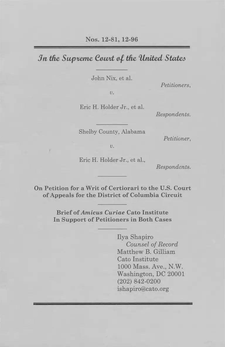 Nix v. Holder Brief of Amicus Curiae preview