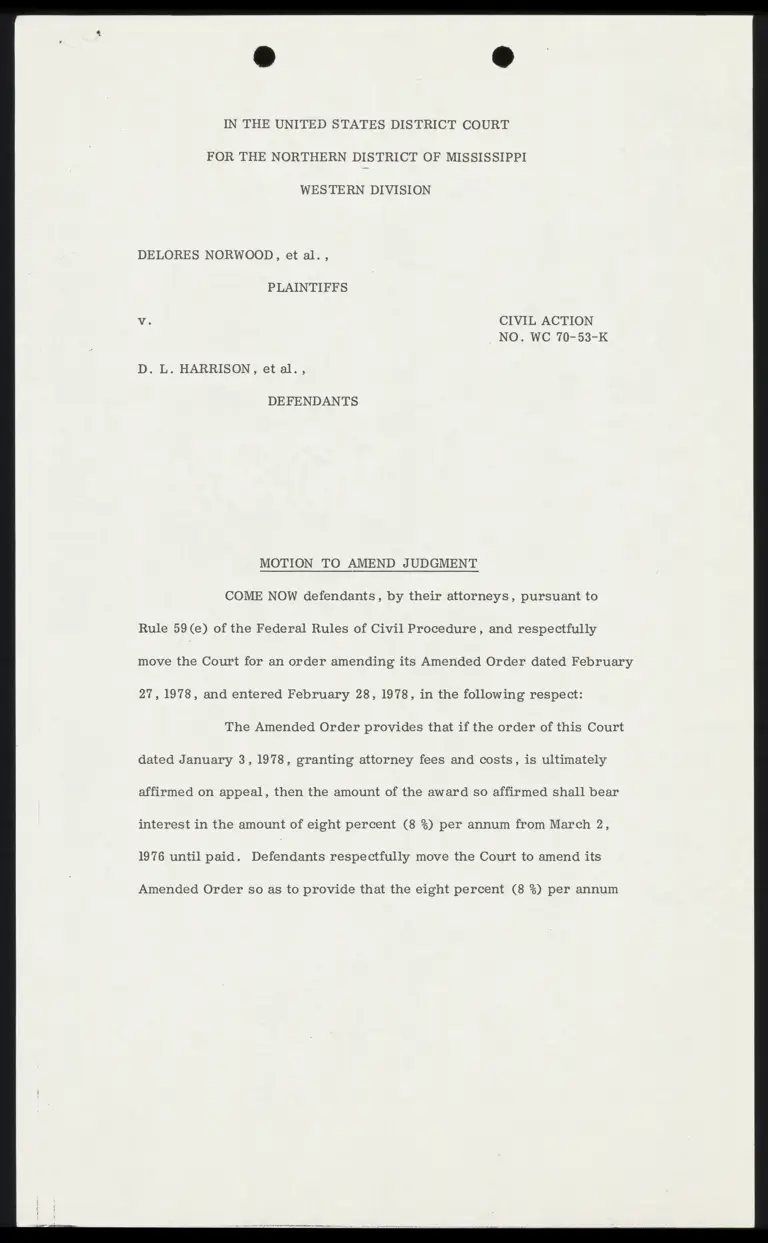 Motion to Amend Jugment preview
