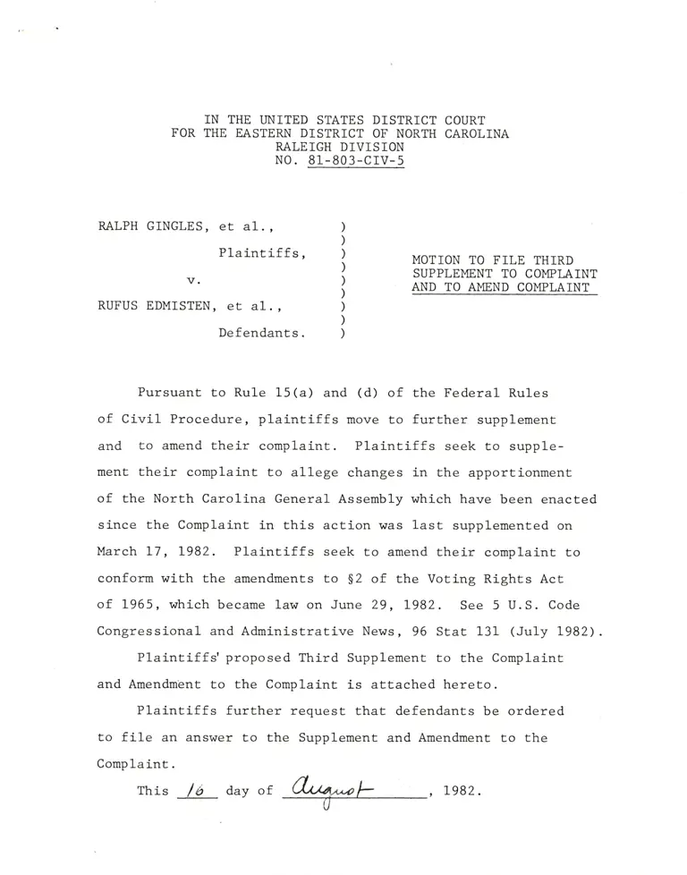 Motion to File Third Supplement to Complaint and to Amend Complaint preview