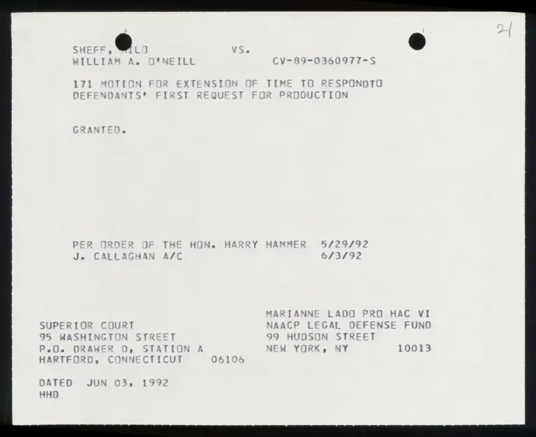 Motion for Extension of Time to Respond to Defendants’ First Request for Production (granted) preview