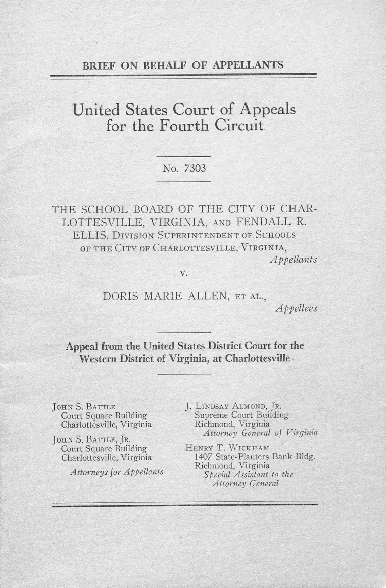 School Board of the City of Charlottesville, Virginia v. Allen Brief on Behalf of Appellants preview