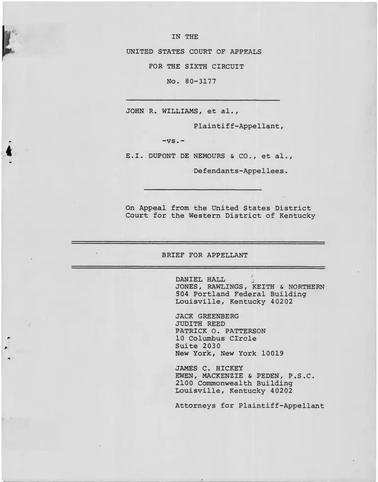 Williams v. E.I. Dupont De Nemours Brief for Appellant preview
