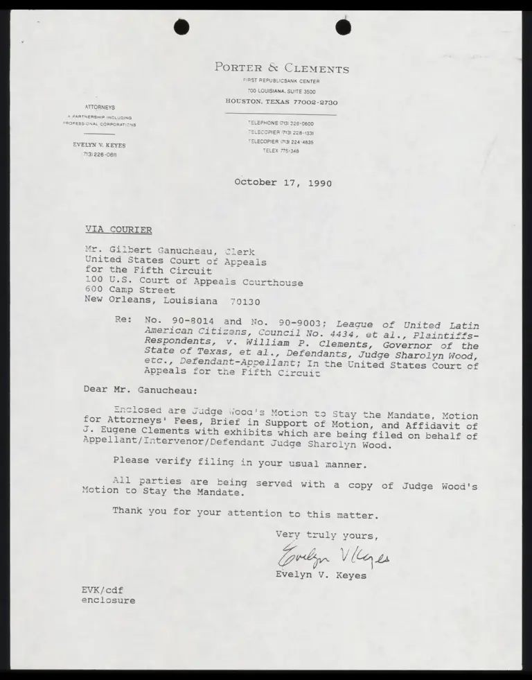 Judge Wood's Motion to Stay the Mandate; Motion for Attorneys' Fees; Clements Affidavit preview