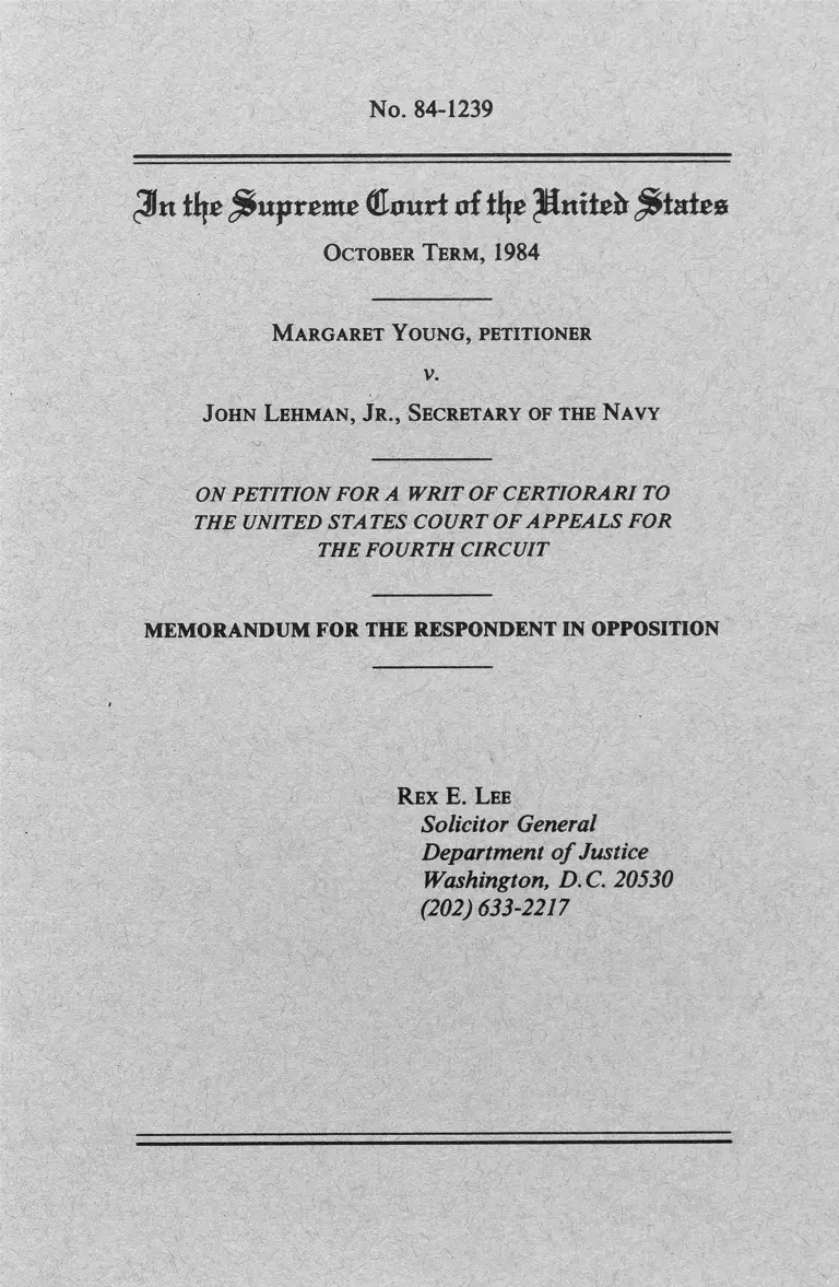 Young v. Lehman Memorandum for Respondent in Opposition preview