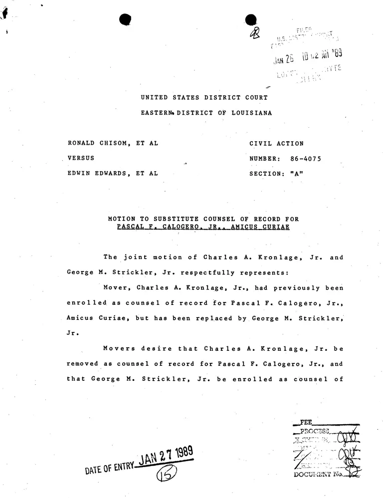 Motion to Substitute Counsel of Record for Pascal F. Calogero, Jr., Amicus Curiae preview