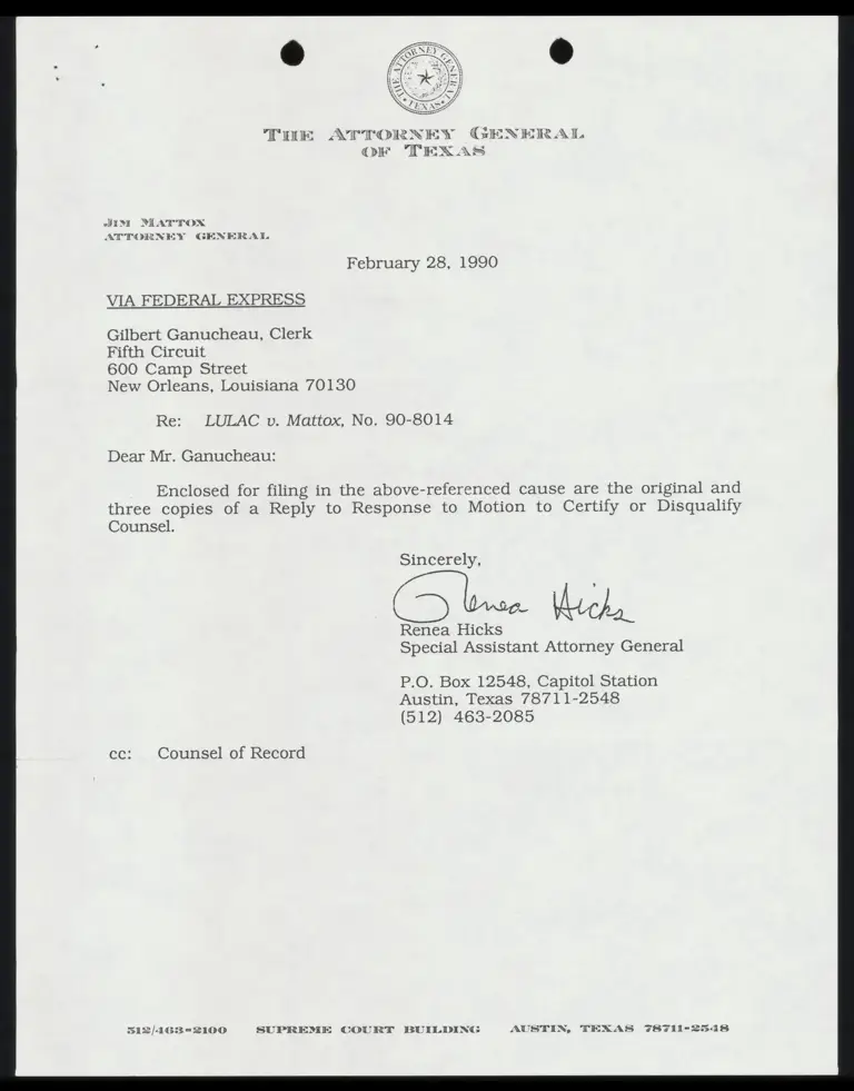 Reply to Response to Motion to Certify or Disqualify Counsel preview