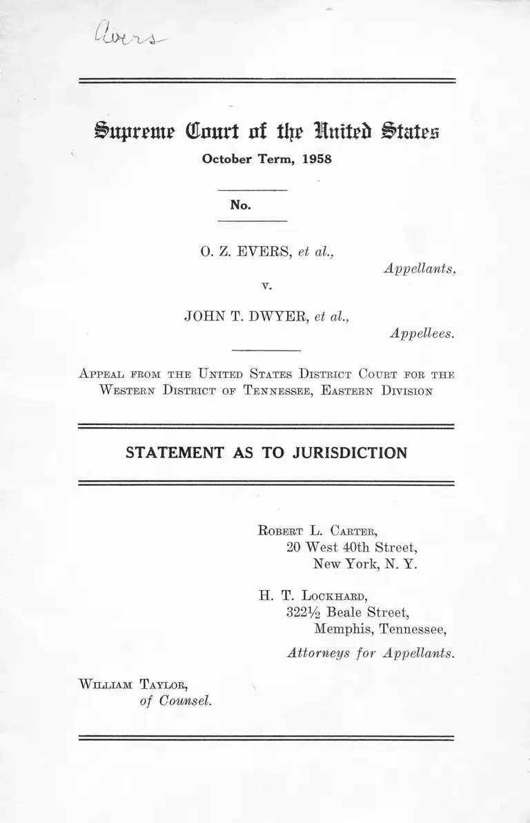 Evers v. Dwyer Statement as to Jurisdiction preview