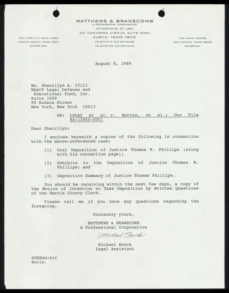 Deposition Summary of Justice Thomas Phillips preview