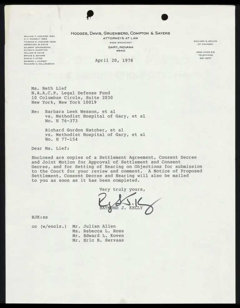 Correspondence from Kelly to Lief Re: Settlement and Consent Decree preview