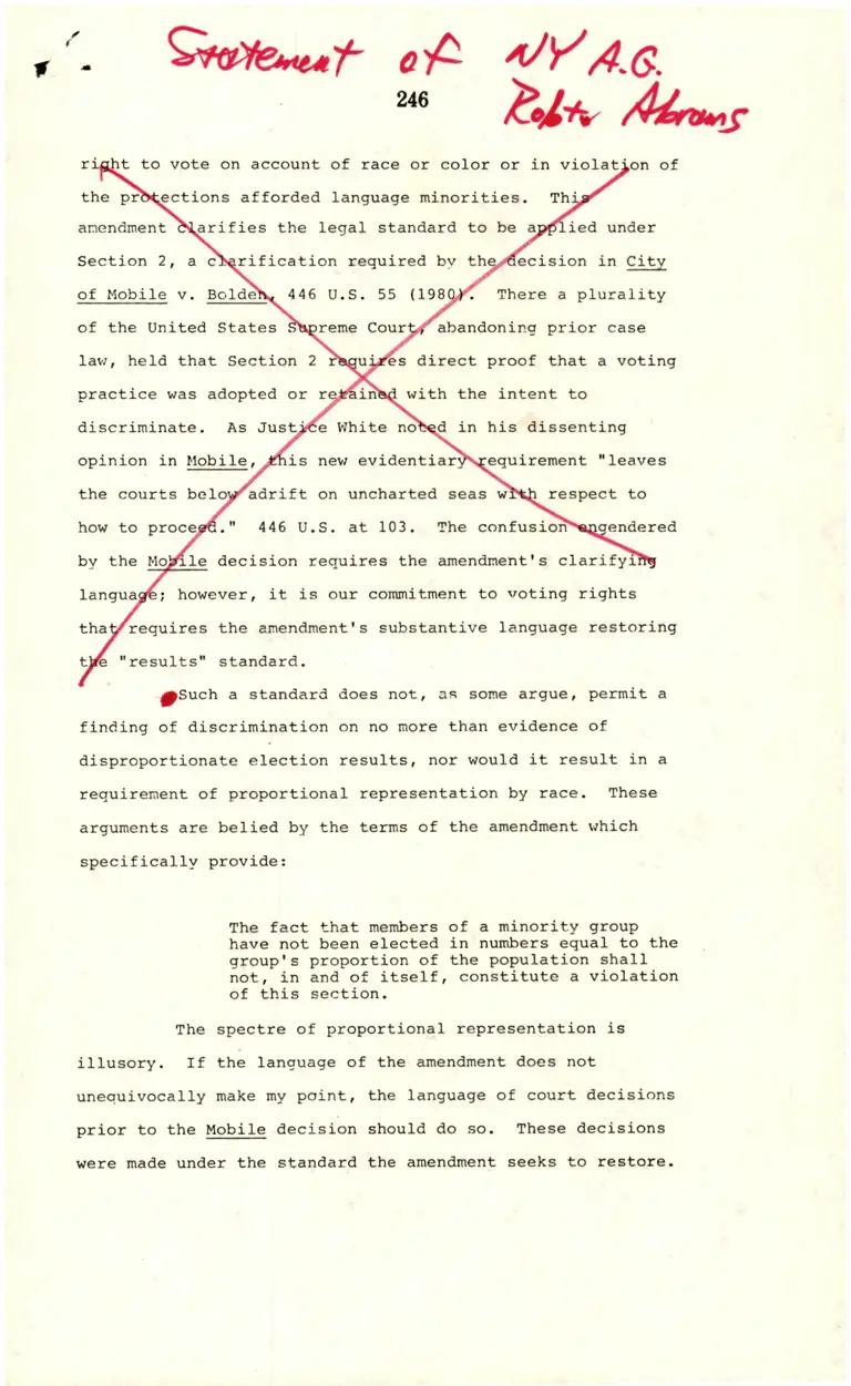 Legal Research on Statement of Robert Abrams preview