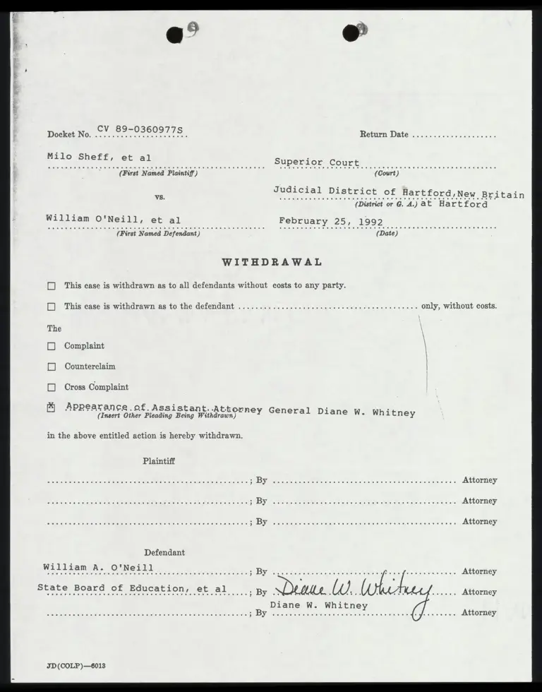 Withdrawal Form of Diane Whitney preview