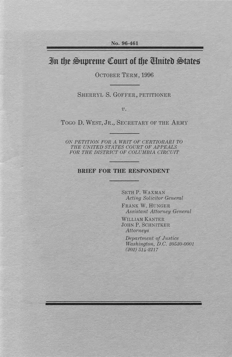 Goffer v. West Brief for the Respondent preview
