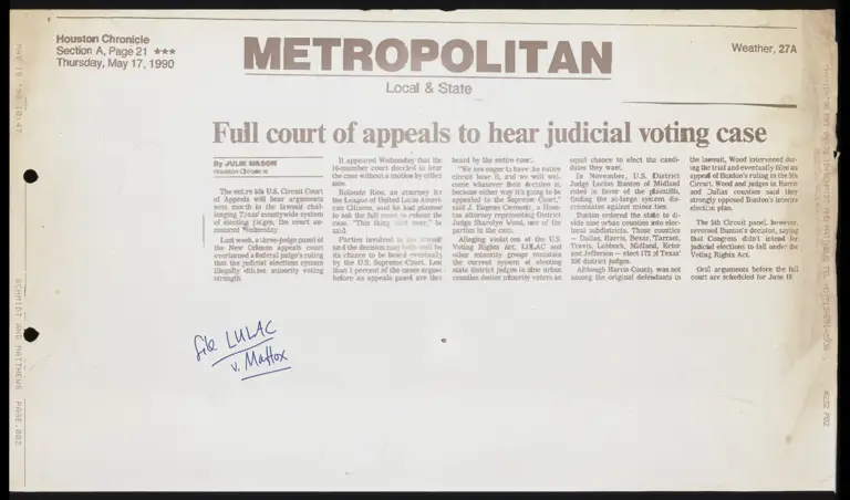 Full Court of Appeals to Hear Judicial Voting Case (Metropolitan) preview