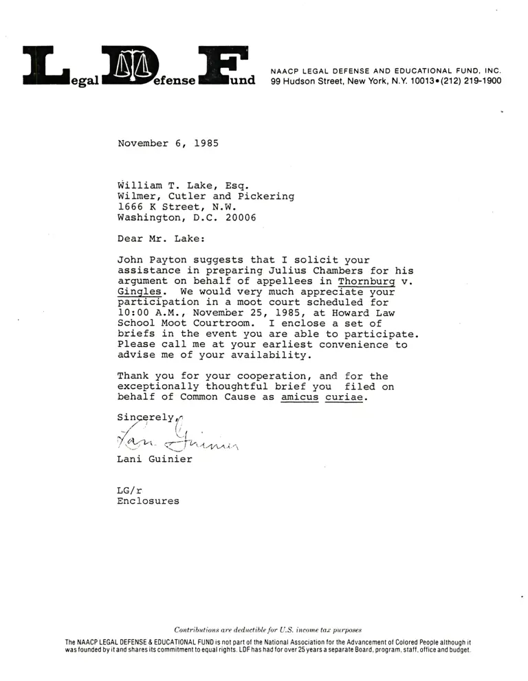 Correspondence from Guinier to Lake preview