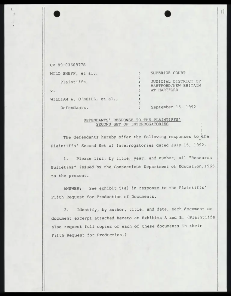 Defendants' Response to the Plaintiffs' Second Set of Interrogatories with Certification preview