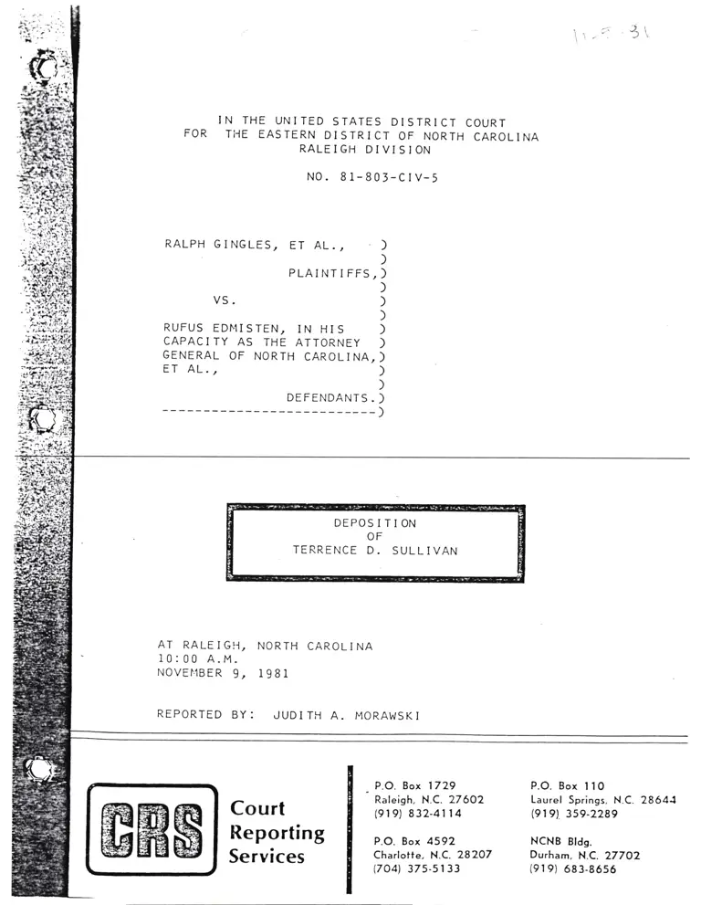 Deposition of Terence D. Sullivan preview
