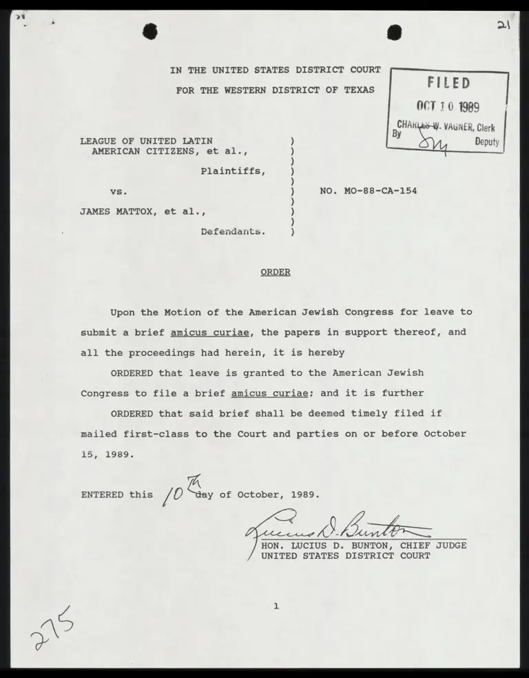 Order for Leave to File Amicus Brief for American Jewish Congress preview