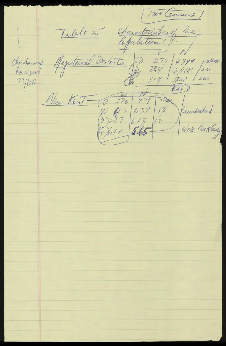 Attorney Notes RE: 1960 Census Data preview