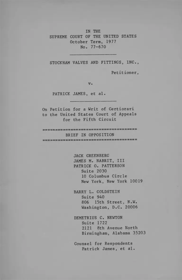 Stockham Valves and Fittings, Inc. v. Howard Brief in Opposition preview