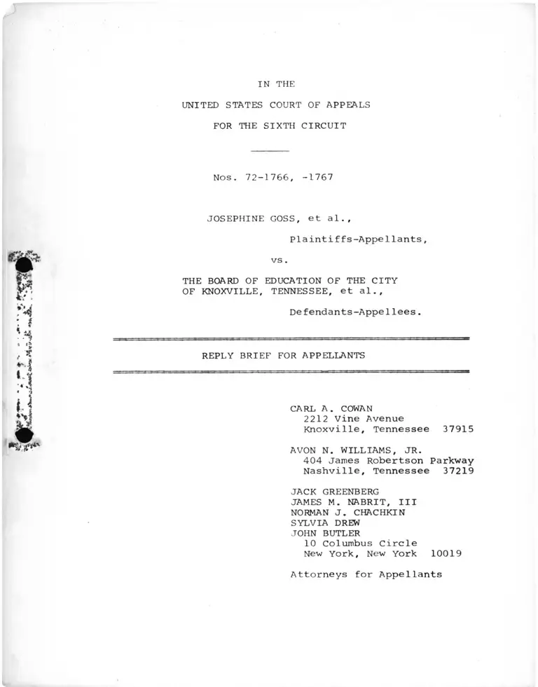 Goss v. Knoxville, TN Board of Education Reply Brief for Appellants preview