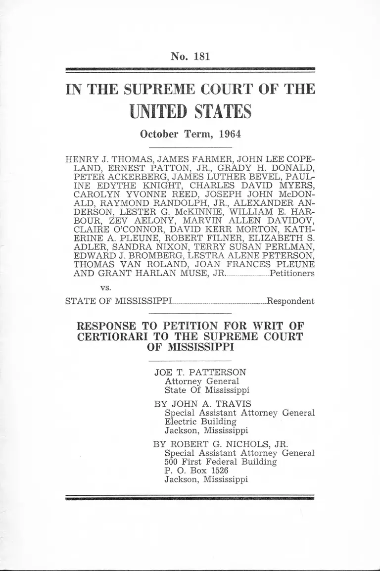 Thomas v. Mississippi Response to Petition for Writ of Certiorari preview