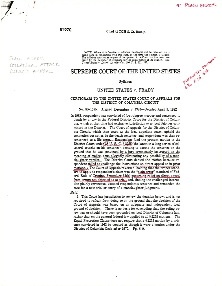 United States v. Frady Court Opinion preview