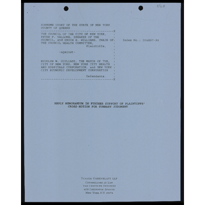 Reply Memorandum in Further Support of Plaintiffs’ Cross-Motion for Summary Judgment preview