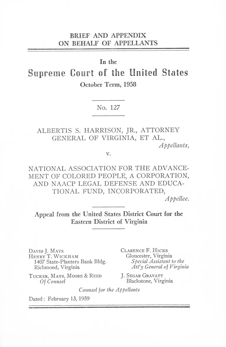 Harrison v. NAACP Brief and Appendix on Behalf of Appellants preview