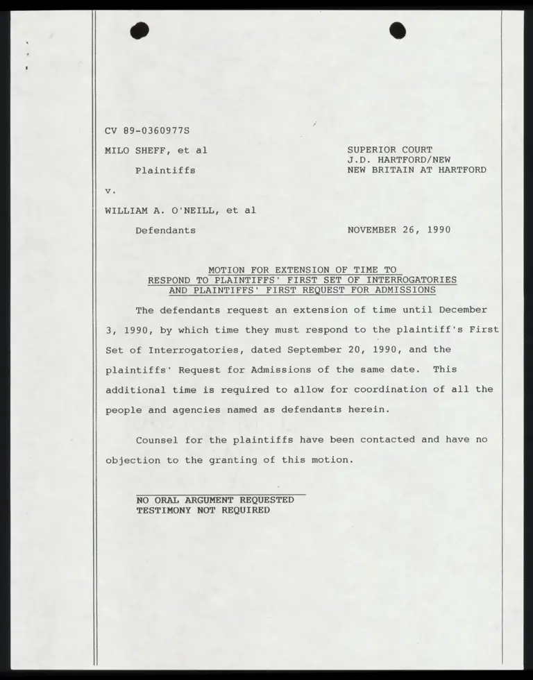 Motion for Extension of Time to Respond to Plaintiffs' First Set of Interrogatories and Request for Admissions preview