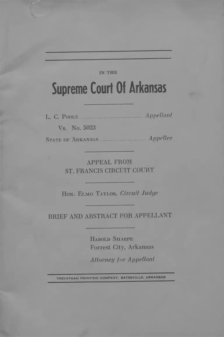 Poole v. Arkansas Brief and Abstract for Appellant preview