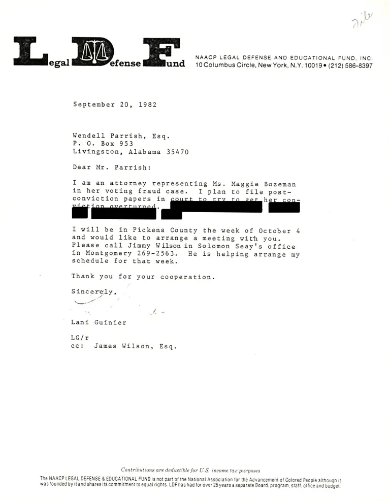 Correspondence from Guinier to Parrish (Redacted) preview
