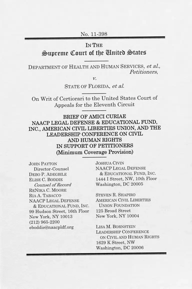 Dept. of Health and Human Services v. Florida Brief of Amicus Curiae preview