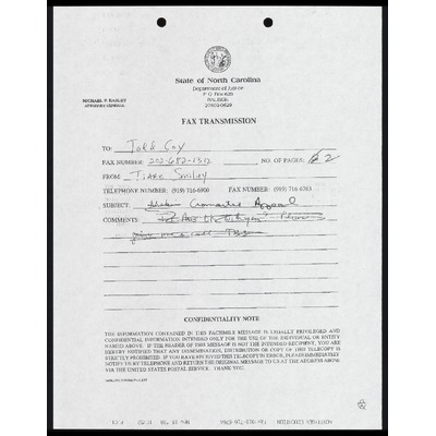 Faxed Letter From Court to Speas Requesting Response To Petition For Writ Of Certiorari preview