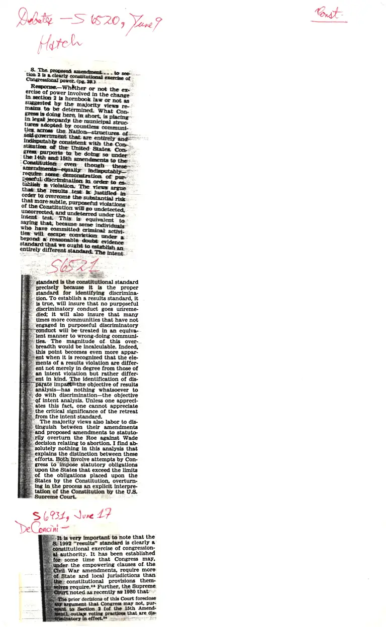 Legal Research on Congressional Record S6520, S6521, S6931 preview