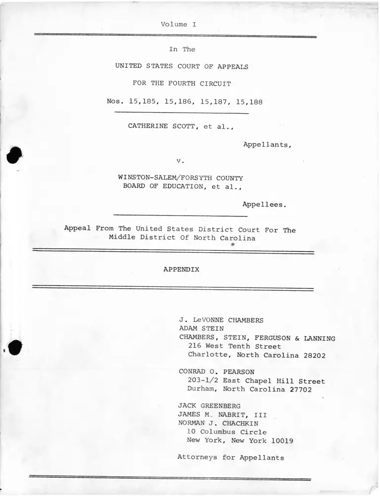 Scott v Winston Salem Board of Education Appendix preview