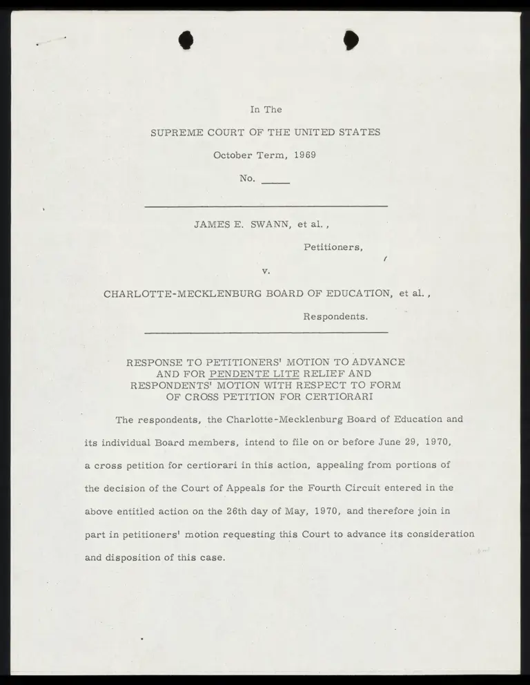 Response to Petitioners' Motion to Advance and for Pendente Lite Relief preview
